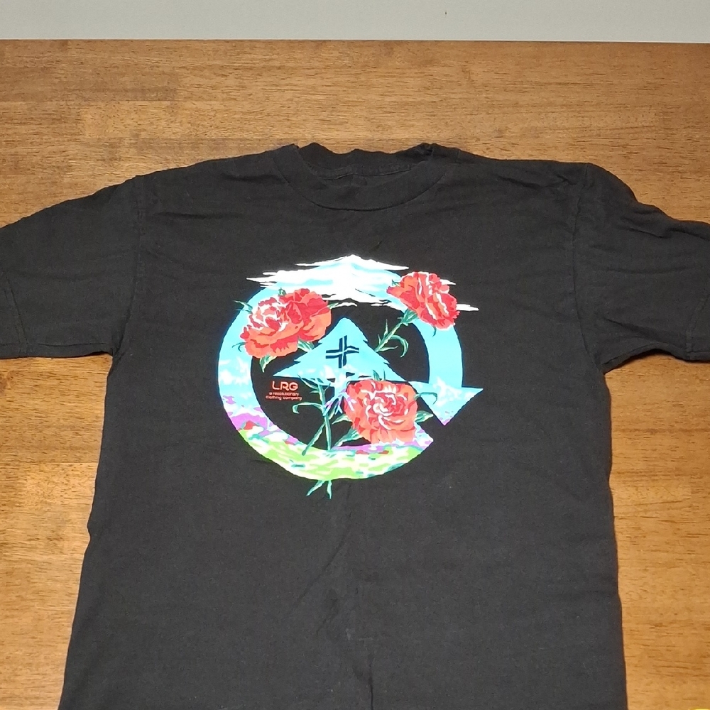 Black Graphic T-Shirt with Floral Design
